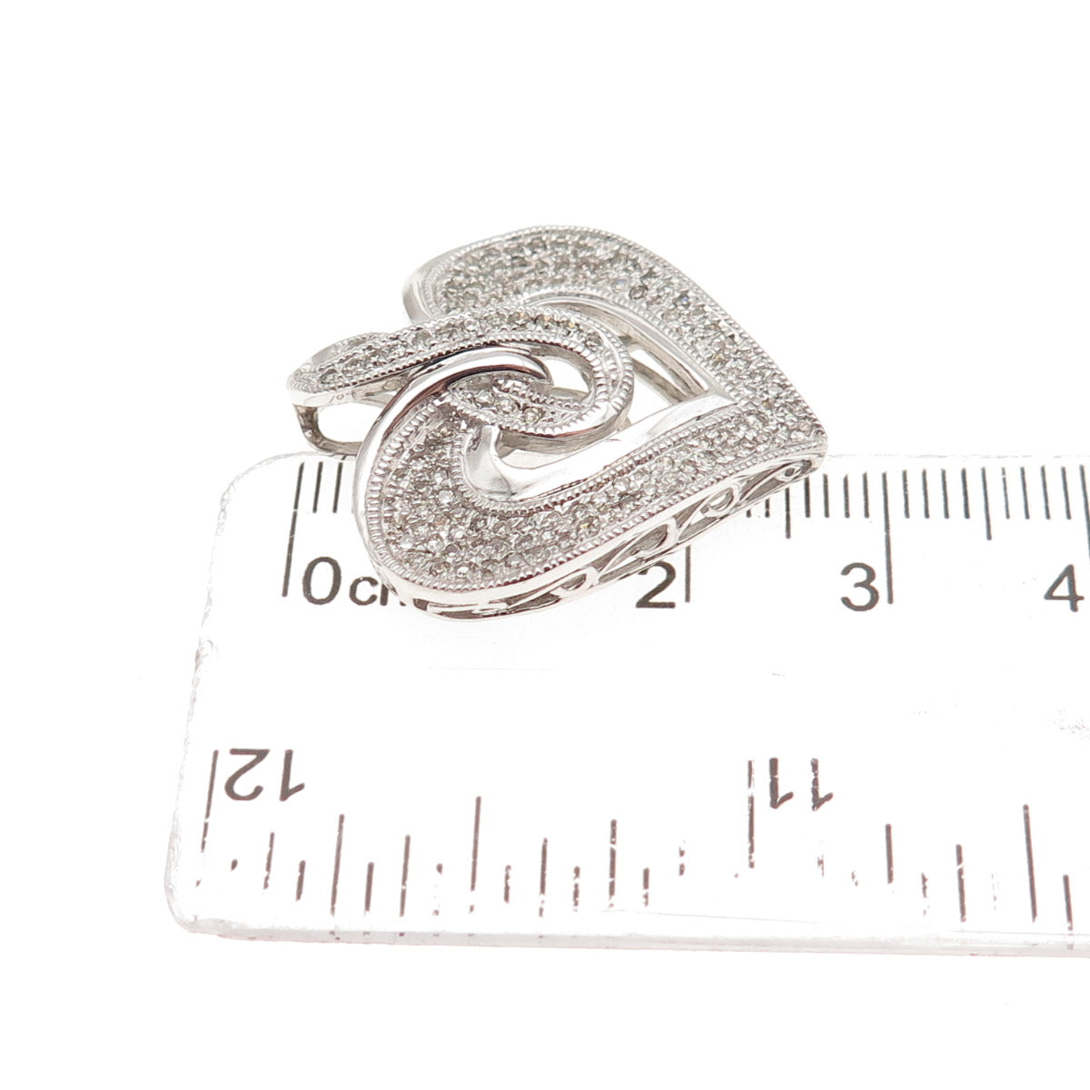 925 Sterling Silver Real Round-Cut Diamond Infinity Heart Charm Pendant