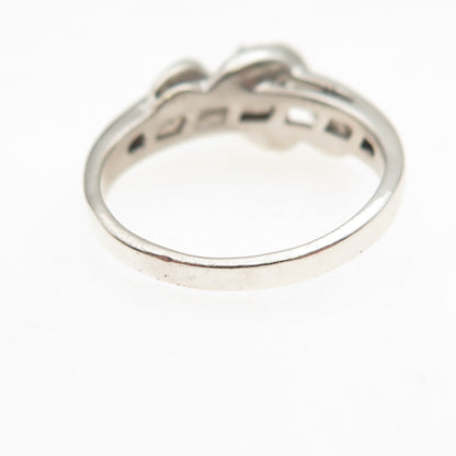 925 Sterling Silver Real Round-Cut Diamond Engagement Ring Size 7.25