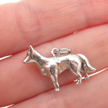 Wells 925 Sterling Silver Vintage German Shepherd Dog Oxidized Charm Pendant