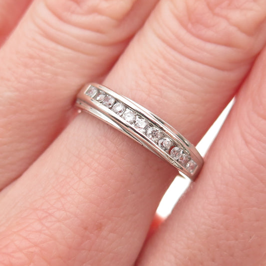 925 Sterling Silver Round-Cut C Z Half Eternity Band Ring Size 7.25