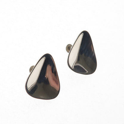 ORB Otto Robert Bade 925 Sterling Silver Vintage Modernist Screw Back Earrings