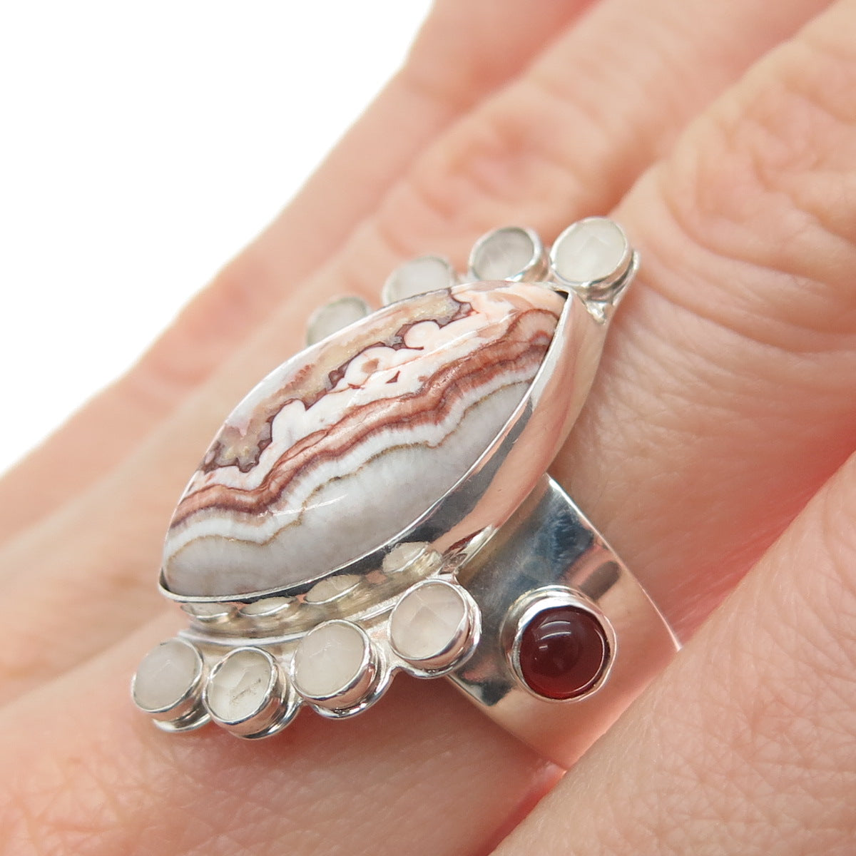 JAY KING DESERT ROSE 925 Sterling Silver Vintage Real Multi-Gem Ring Size 7.25