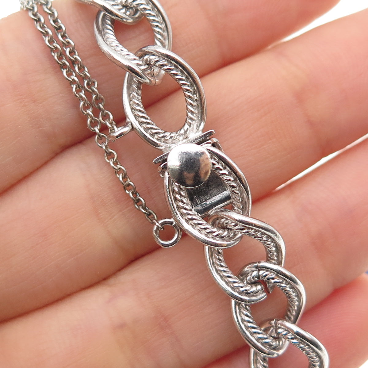 FORSTNER 925 Sterling Silver Vintage Double Curb Link Bracelet 6.75"