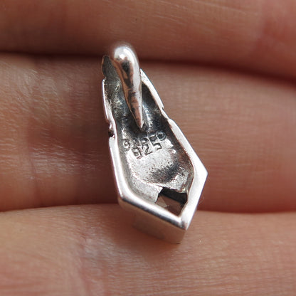 925 Sterling Silver Vintage Real Blue Topaz Oxidized Minimalist Slide Pendant