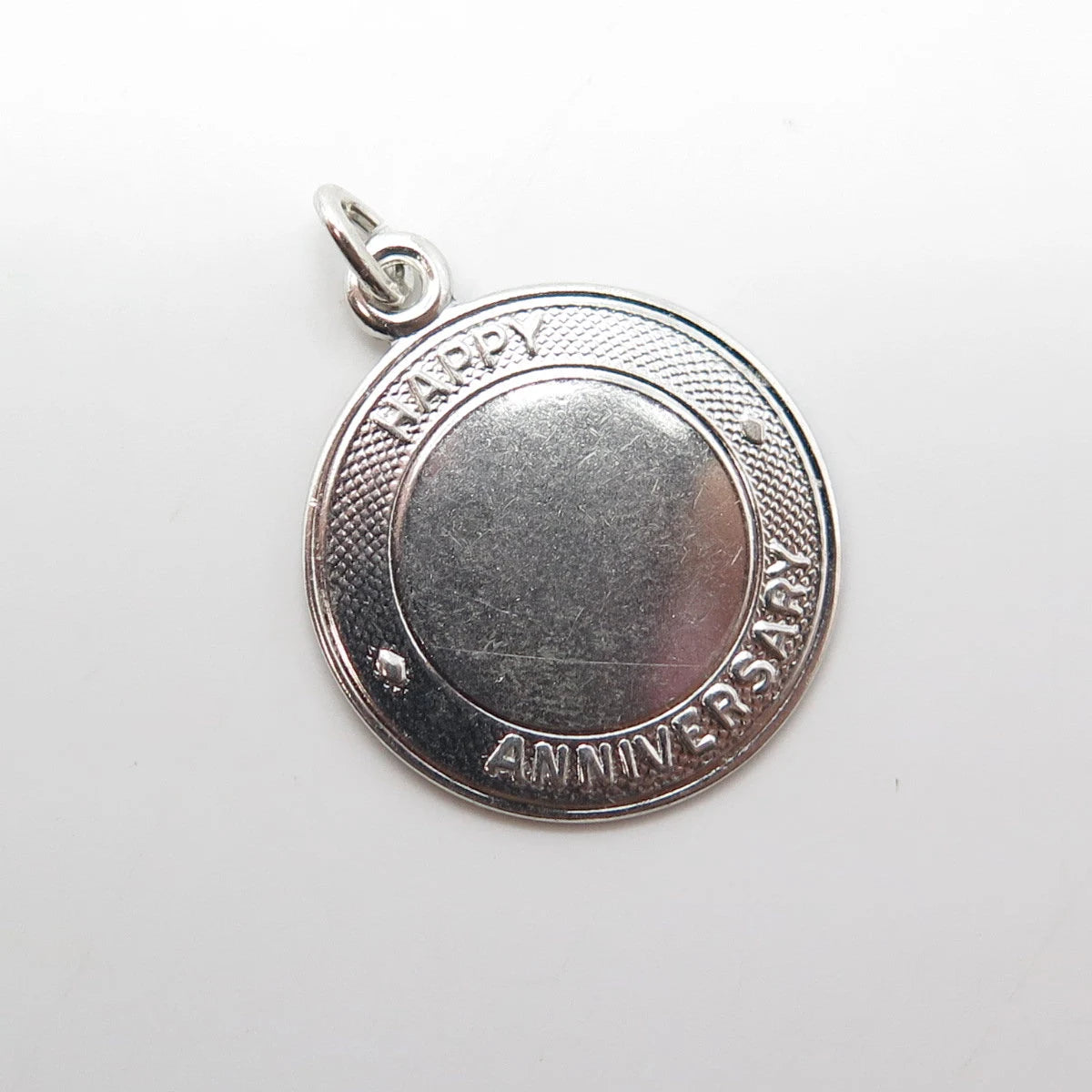 925 Sterling Silver Vintage "Happy Anniversary" Round Pendant