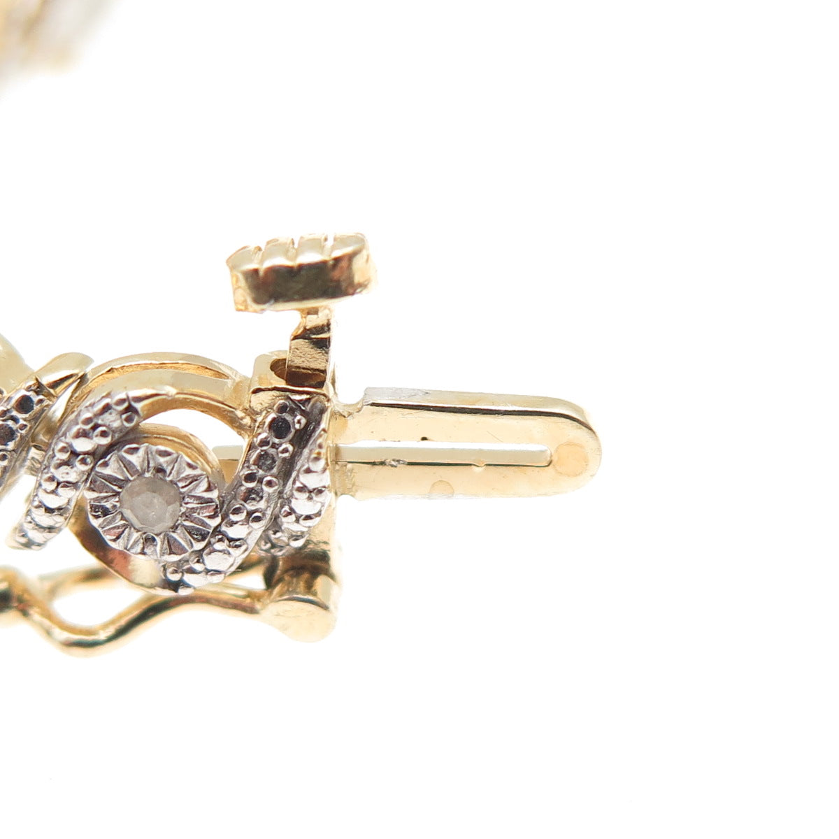 925 Sterling Silver Gold Plated Real Diamond Swirl Tennis Link Bracelet 7.25"