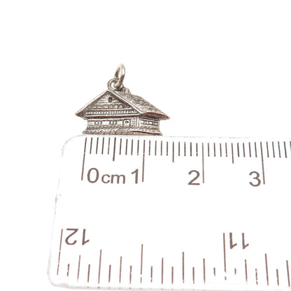 800 Silver Vintage House Oxidized Mini Charm Pendant