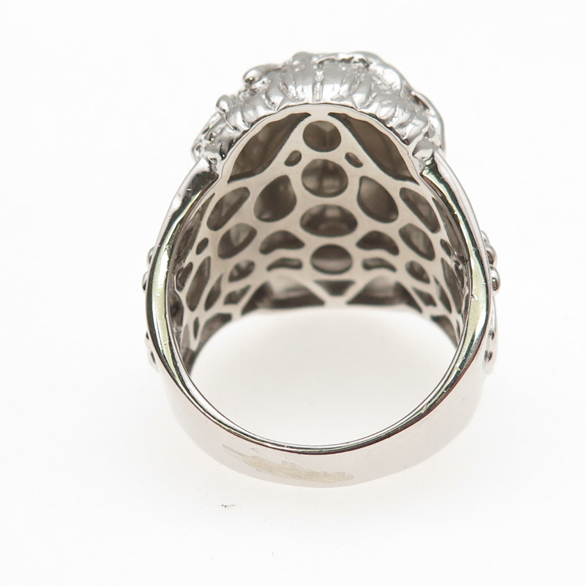 925 Sterling Silver Round-Cut C Z Jesus Statement Ring Size 12.25