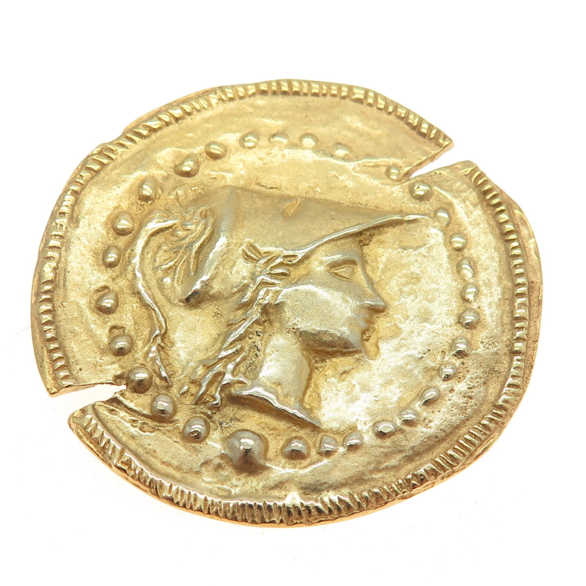 800 Silver Gold Plated Vintage Roman Coin Pin Brooch