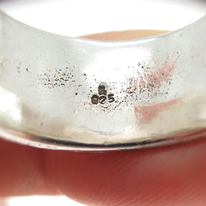 KEN CRAFTS 925 Sterling Silver Vintage Barbed Wire Oxidized Band Ring Size 9.75