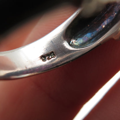 925 Sterling Silver Vintage Real Round-Cut Ruby Ring Size 6