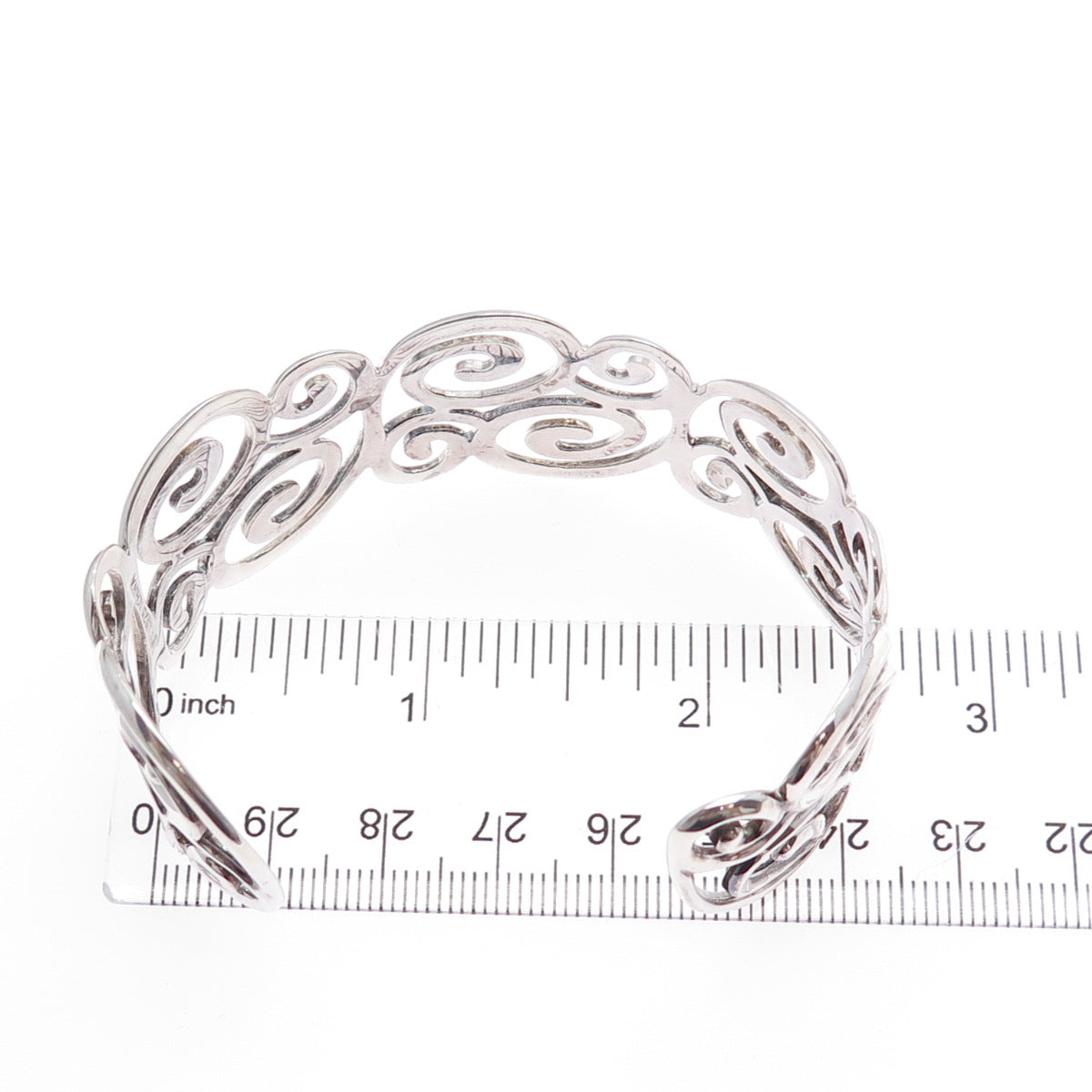 ROSS SIMONS 925 Sterling Silver Vintage Swirl Adjustable Cuff Bracelet 6.75"