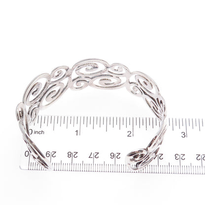 ROSS SIMONS 925 Sterling Silver Vintage Swirl Adjustable Cuff Bracelet 6.75"
