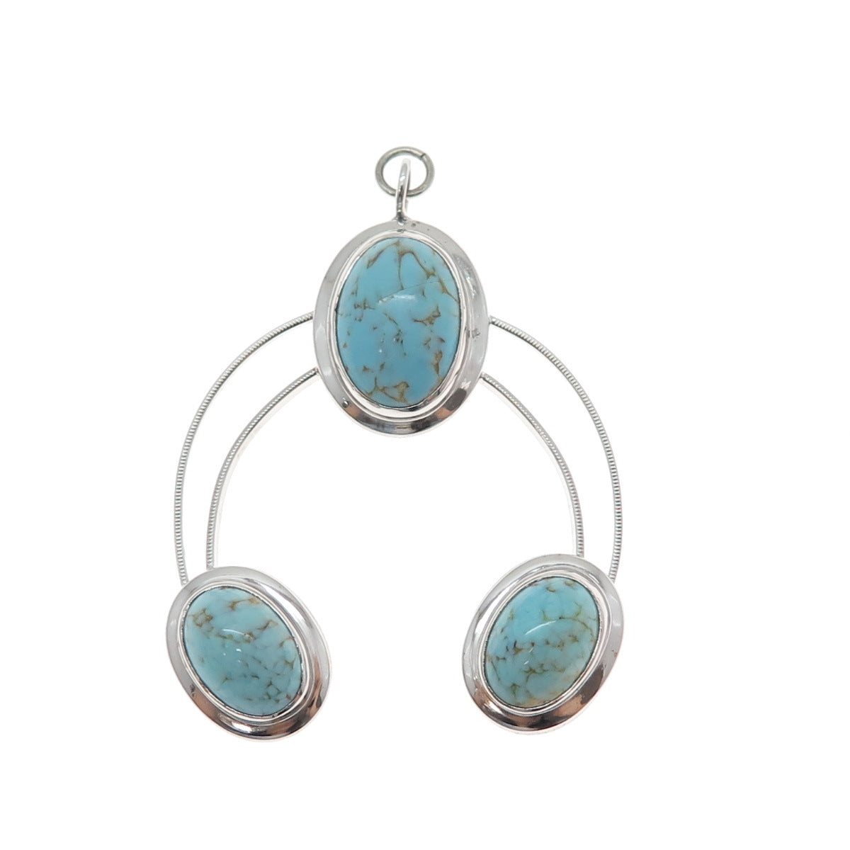 CURTIS CREATIONS 925 Sterling Silver Vintage Faux Turquoise Modernist Pendant