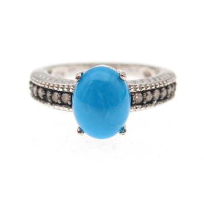 Chuck Clemency 925 Sterling Silver Real Champagne Diamond Turquoise Ring Size 8