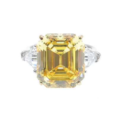 DSMK 925 Sterling Silver 2-Tone Canary & White Multi-Cut C Z Ring Size 10.25