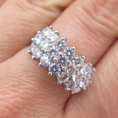 925 Sterling Silver Round-Cut C Z Sparkle Ring Size 7