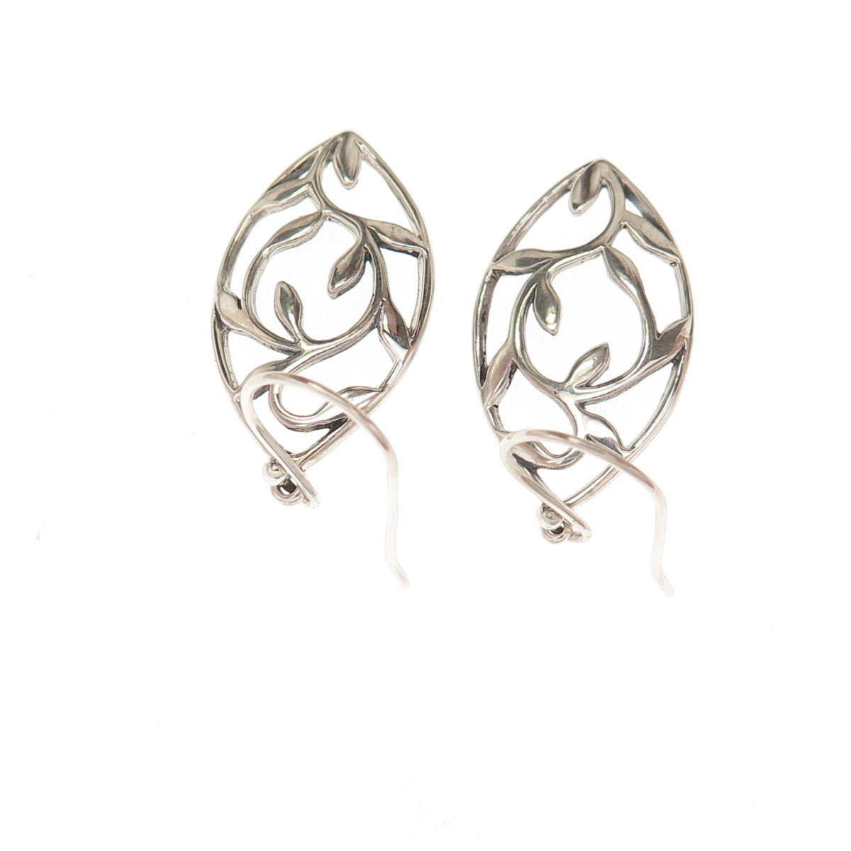 925 Sterling Silver Vintage Floral Dangle Earrings