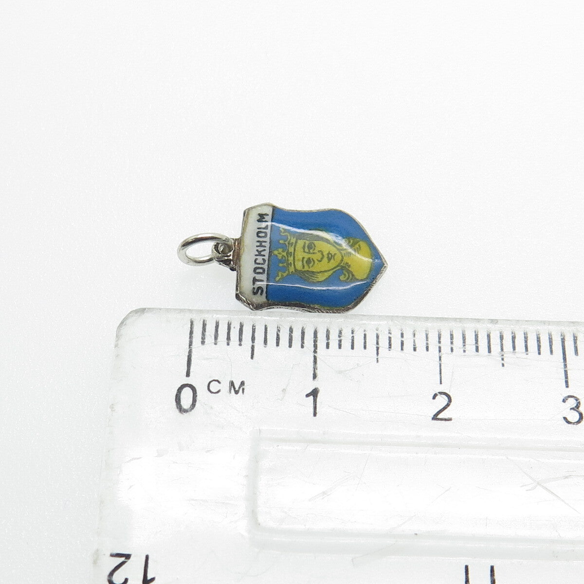 935 Silver Vintage Enamel Stockholm Minimalist Charm Pendant