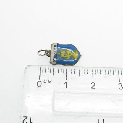 935 Silver Vintage Enamel Stockholm Minimalist Charm Pendant