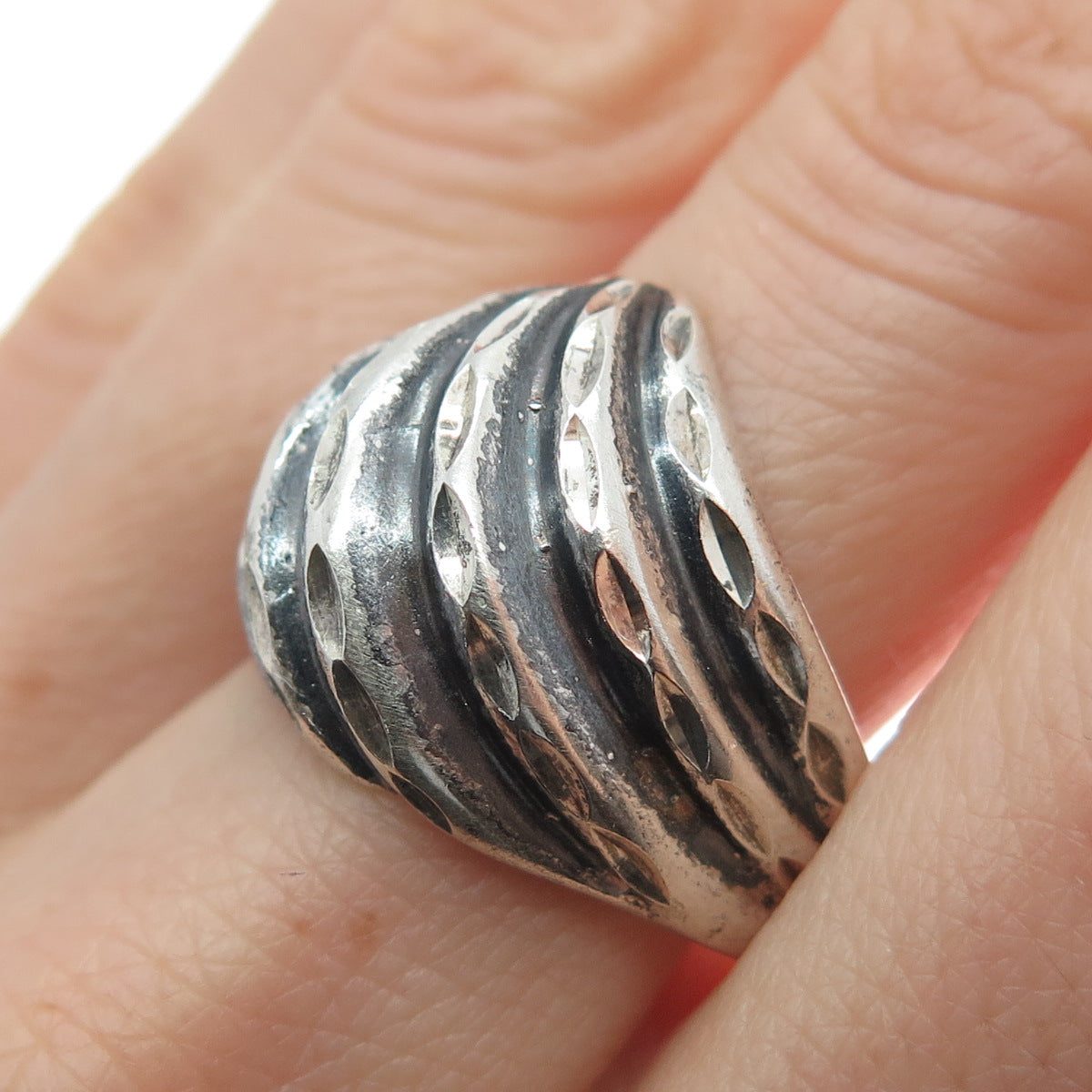 MAISELS INDIAN TRADING Sterling Silver Vintage Modernist Oxidized Ring Size 8