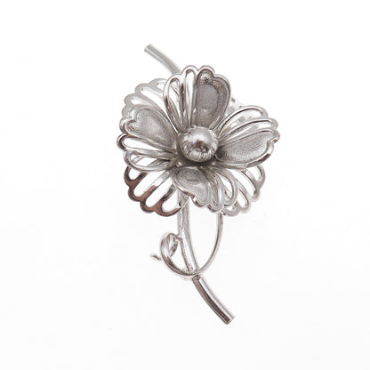 Forstner 925 Sterling Silver Antique Art Deco Flower Pin Brooch