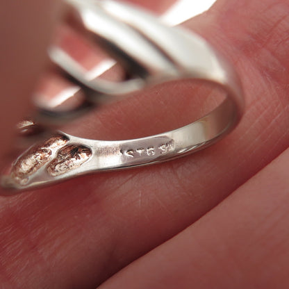 925 Sterling Silver Vintage Modernist Ribbed Dome Ring Size 6