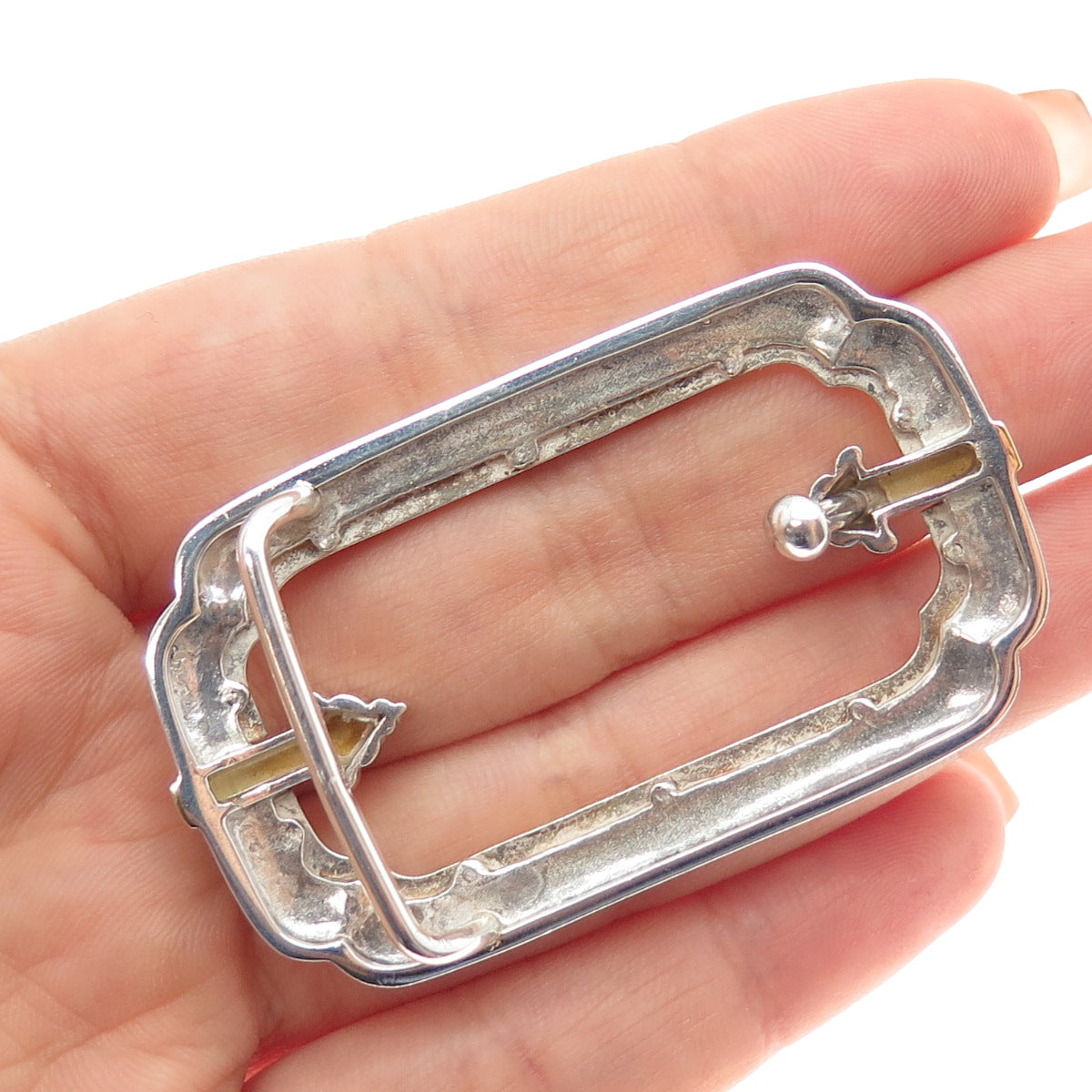 18K Gold 925 Sterling Silver Vintage Floral Belt Buckle