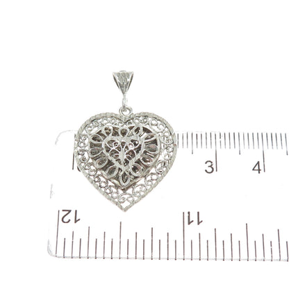 MORNING SUN 925 Sterling Silver Vintage Ornate Heart Charm Pendant
