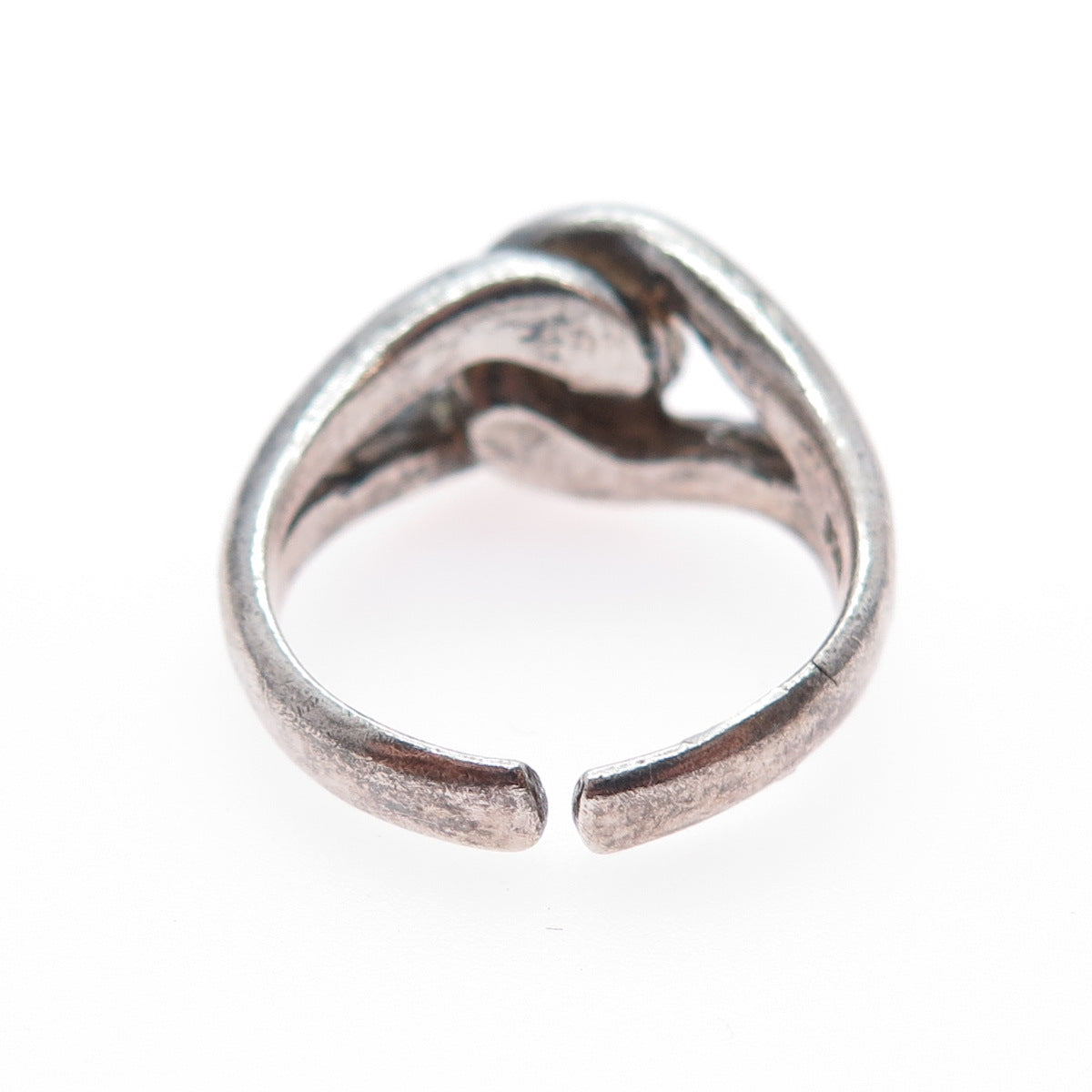 925 Sterling Silver Vintage Modernist Interlocked Oxidized Ring Size 7