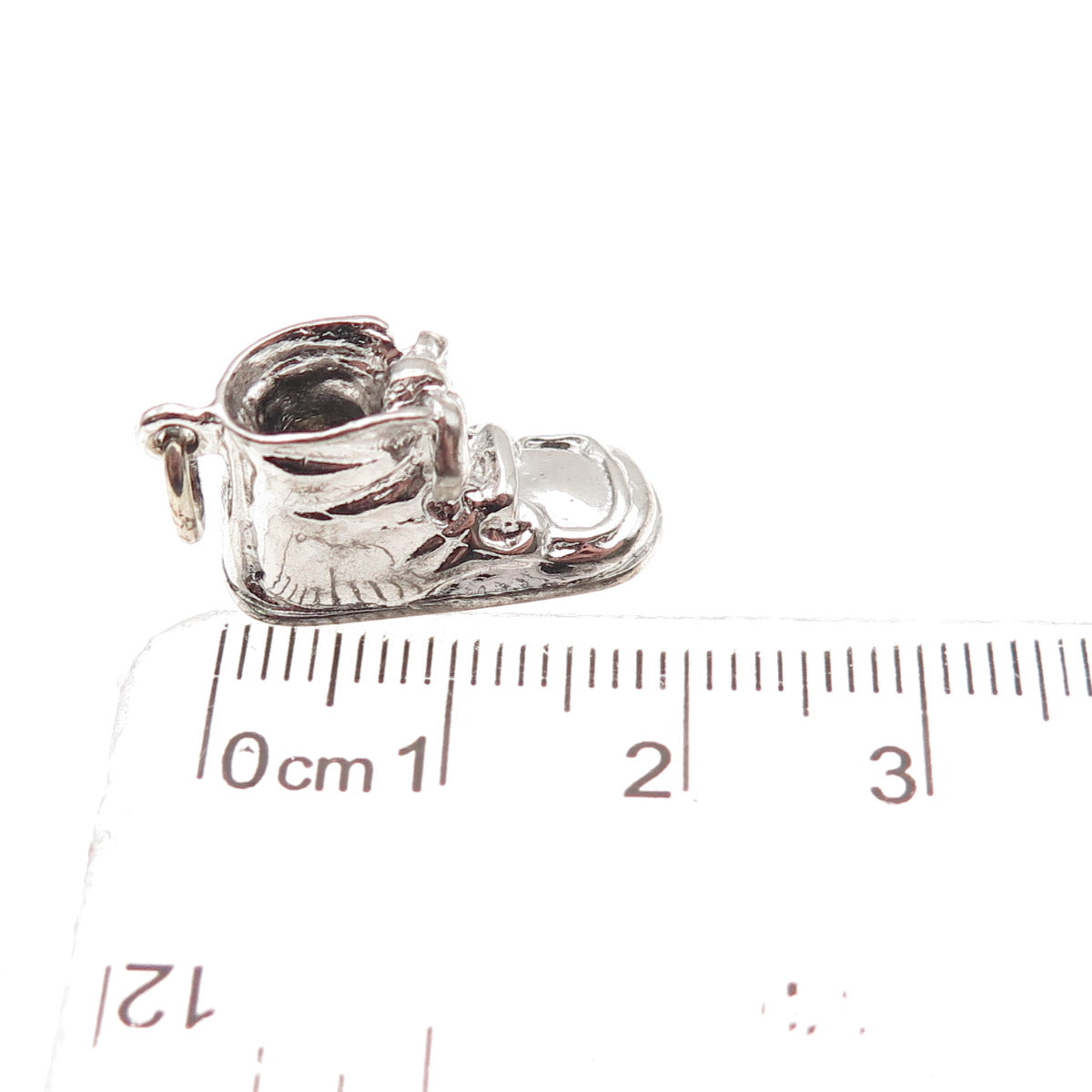 Wells 925 Sterling Silver Vintage Baby Boy Shoe 3D Mini Charm Pendant
