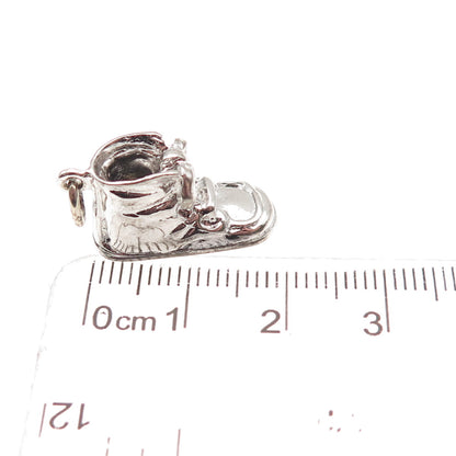Wells 925 Sterling Silver Vintage Baby Boy Shoe 3D Mini Charm Pendant