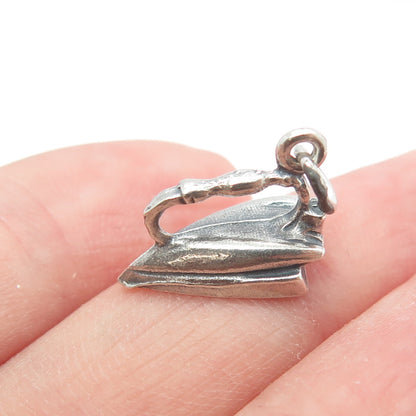 925 Sterling Silver Antique Art Deco Iron Minimalist 3D Charm Pendant