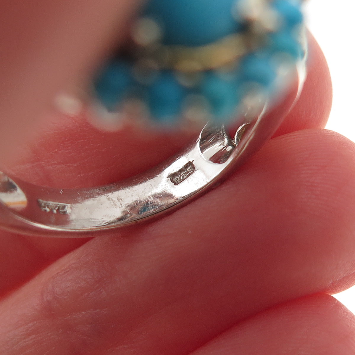 Chuck Clemency 925 Sterling 2-Tone Real Sleeping Beauty Turquoise Ring Size 8.25