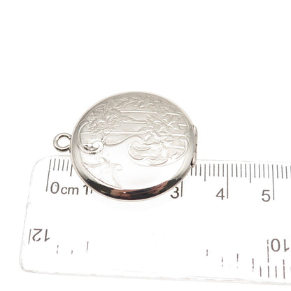 Danecraft 925 Sterling Silver Antique Art Deco Engraved Floral Locket Pendant