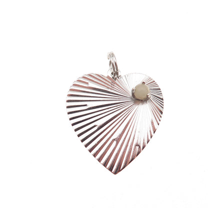 Town & Country 925 Sterling Silver Vintage Real Pearl Heart Charm Pendant