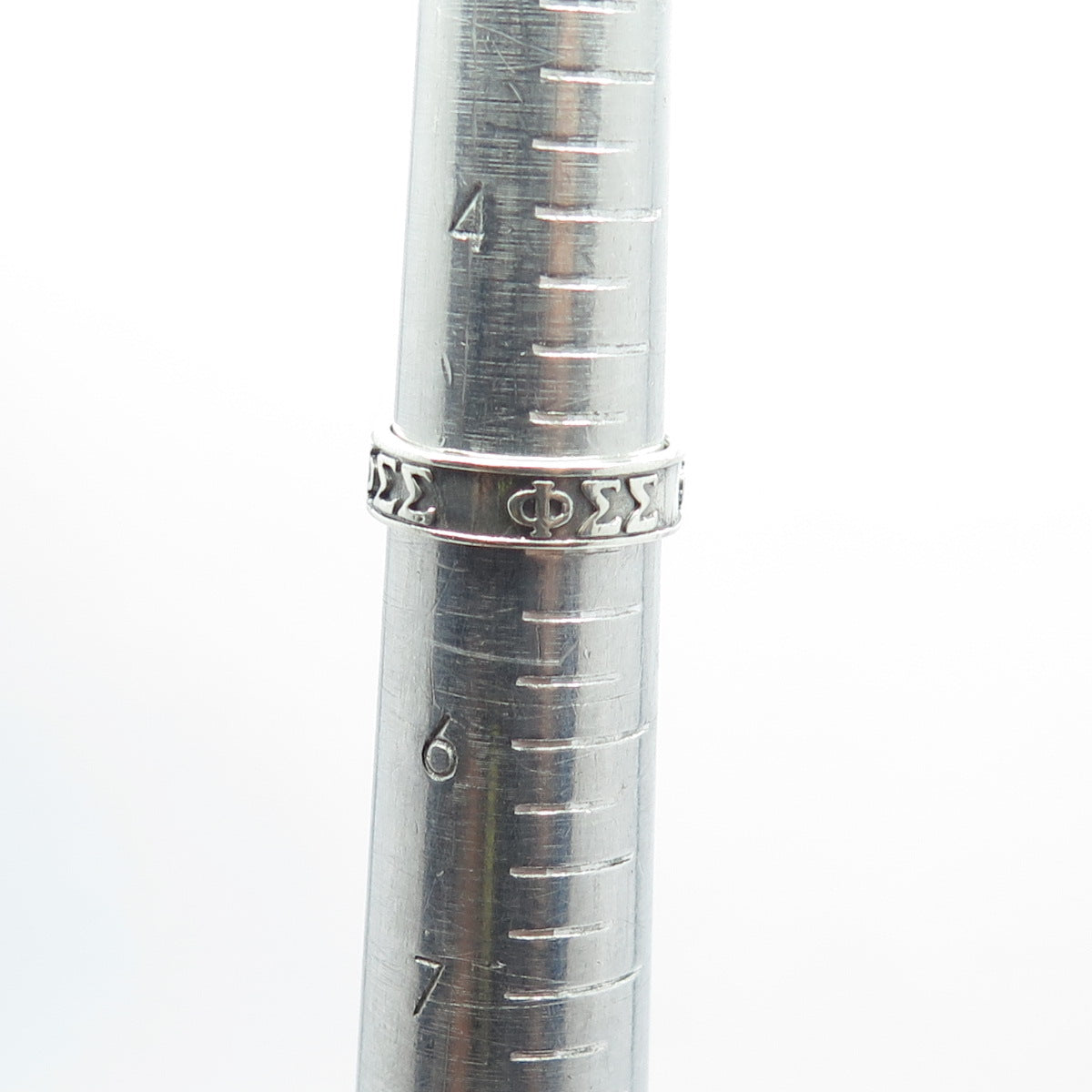 925 Sterling Silver Vintage Phi Sigma Sigma Band Ring Size 5.25