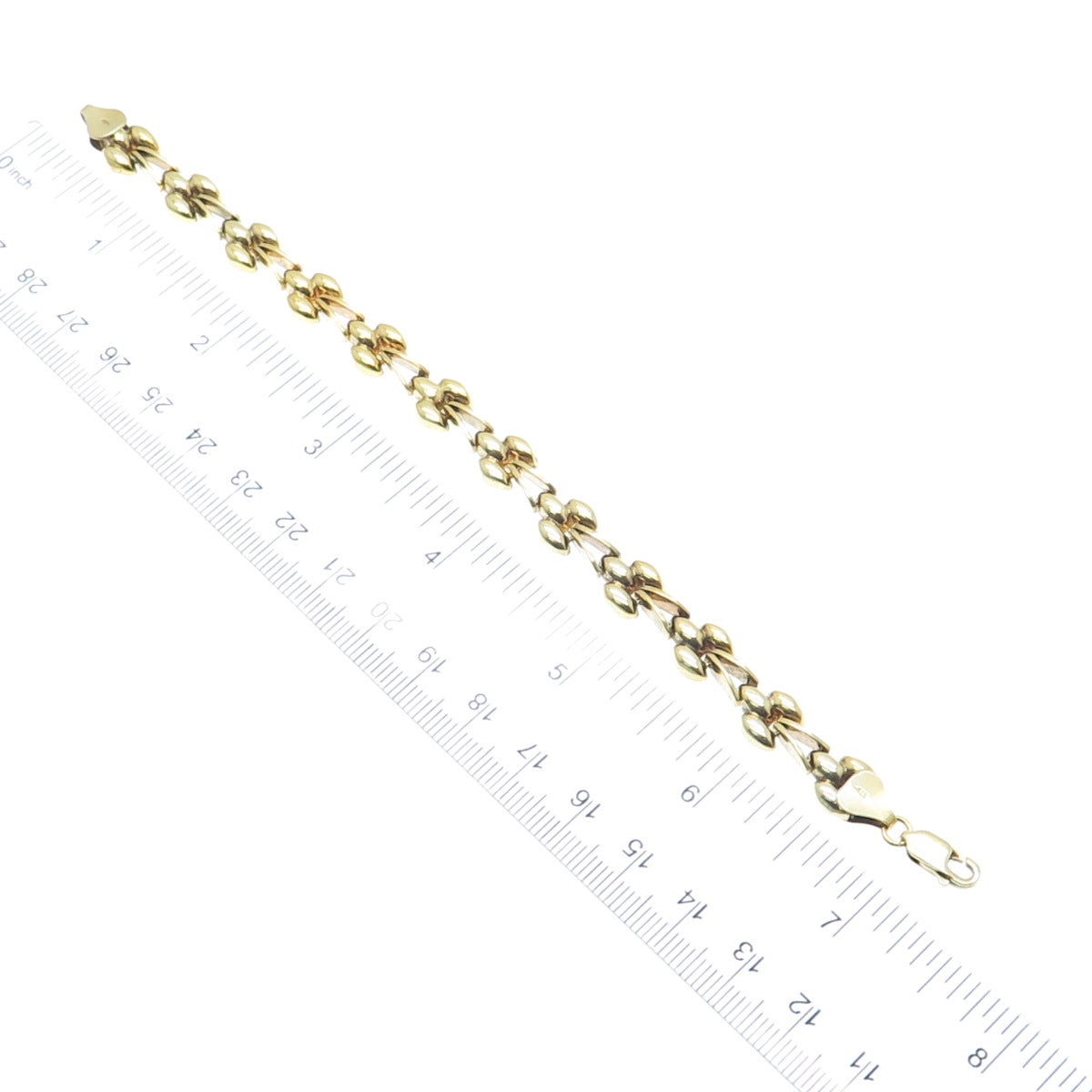 925 Sterling Silver Gold Plated Italy Marquise-Shaped Link Bracelet 7"