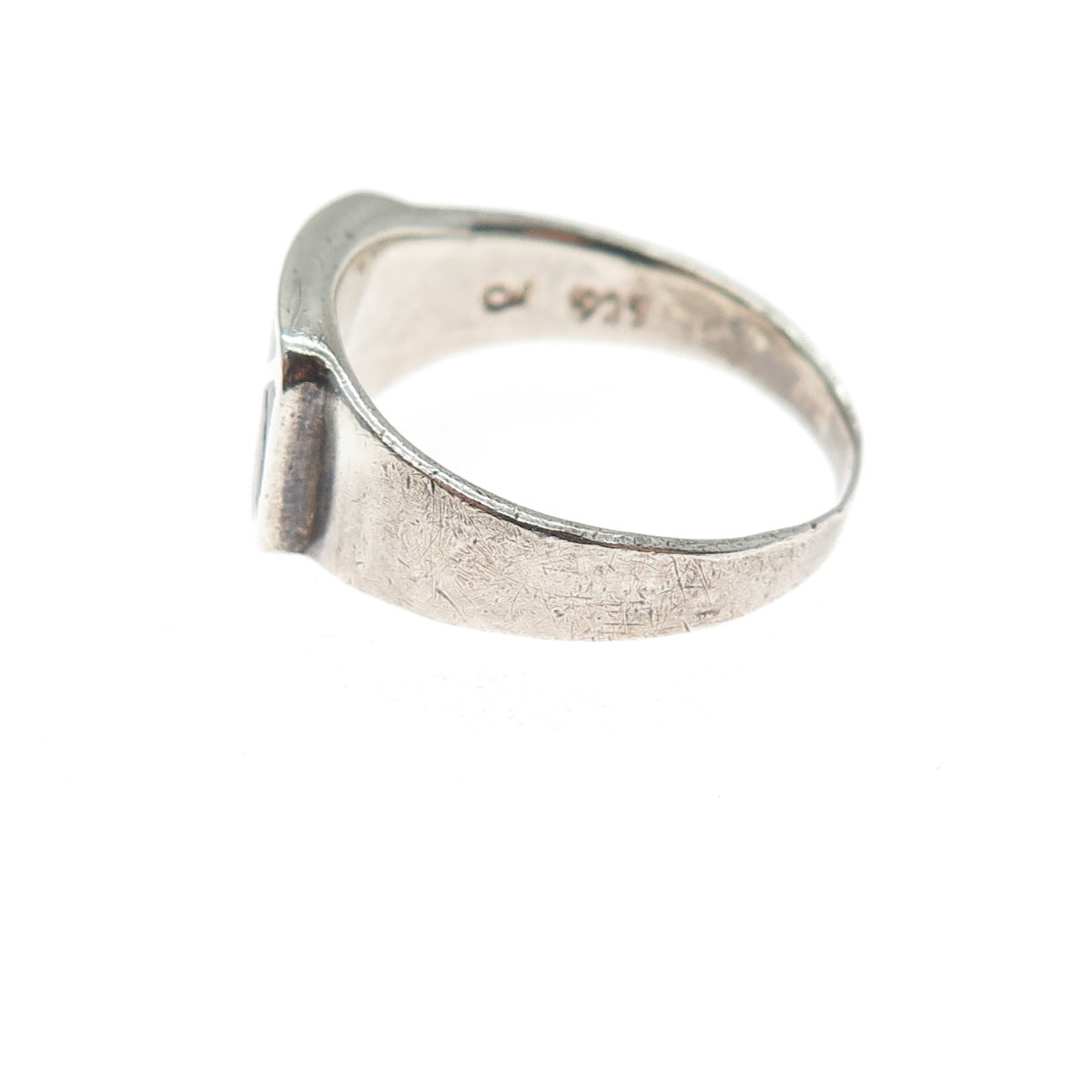 925 Sterling Silver Vintage Lapis Turquoise Abalone Shell & MOP Ring Size 7.75