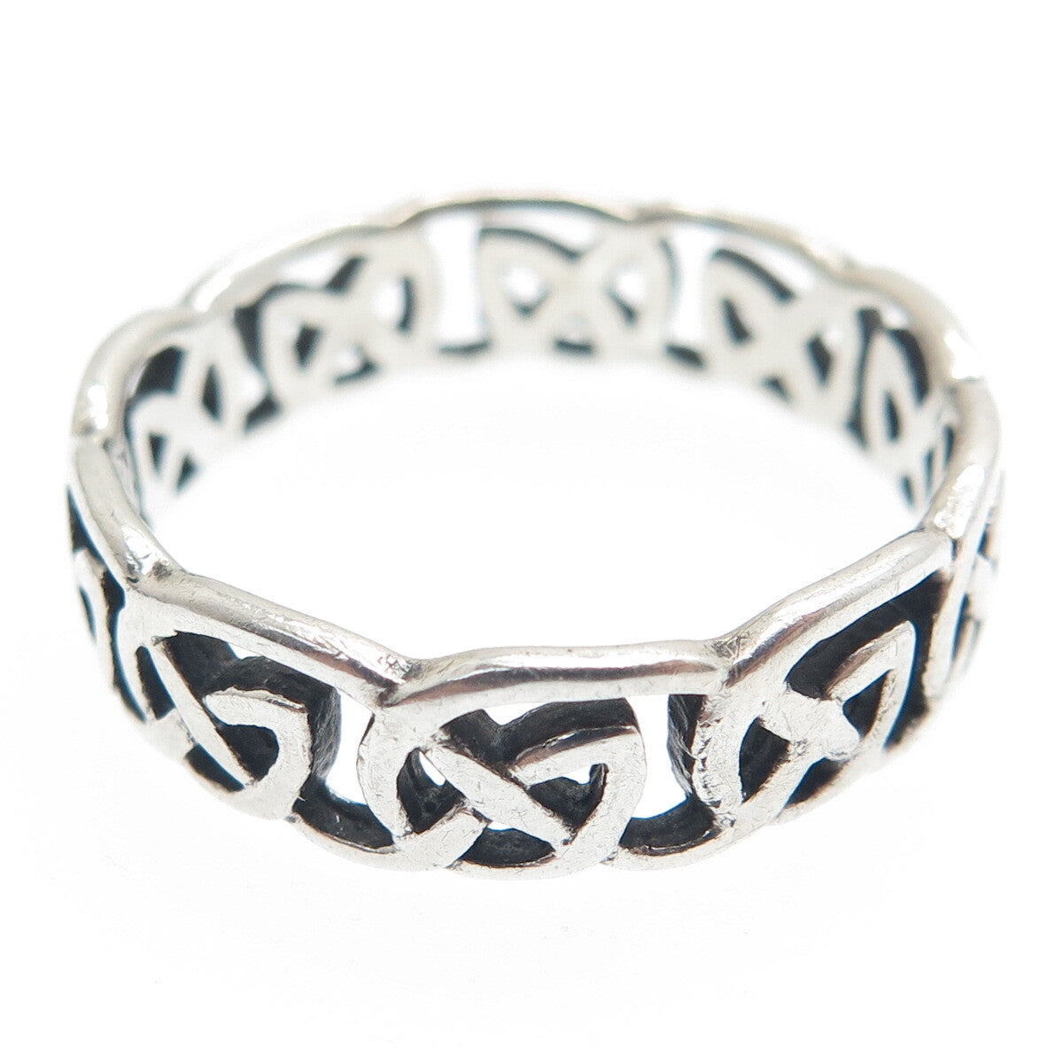 925 Sterling Silver Vintage Celtic Knot Oxidized Band Ring Size 10.5