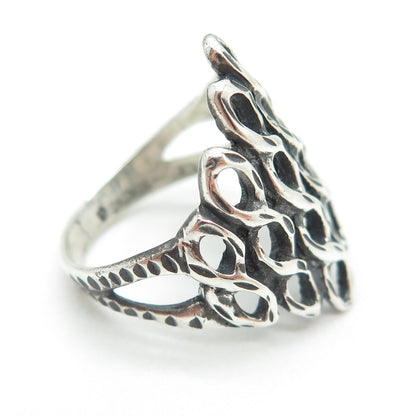 925 Sterling Silver Vintage Southwestern Twisted Link Oxidized Ring Size 6