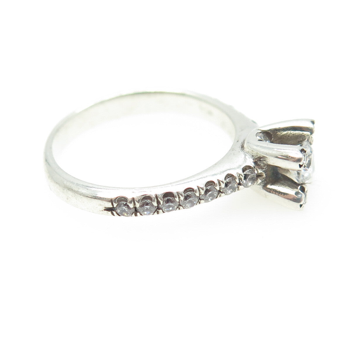 925 Sterling Silver Round-Cut C Z Engagement Ring Size 6