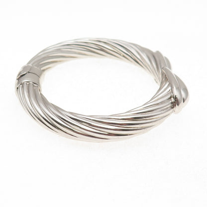 925 Sterling Silver Vintage Modernist Teardrop Bangle Bracelet 7.25"