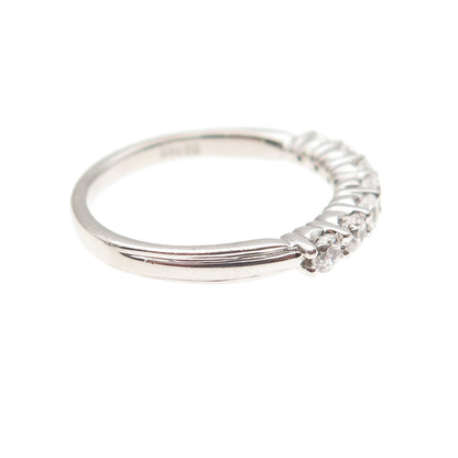 925 Sterling Silver Round-Cut C Z Half Eternity Band Ring Size 6.75
