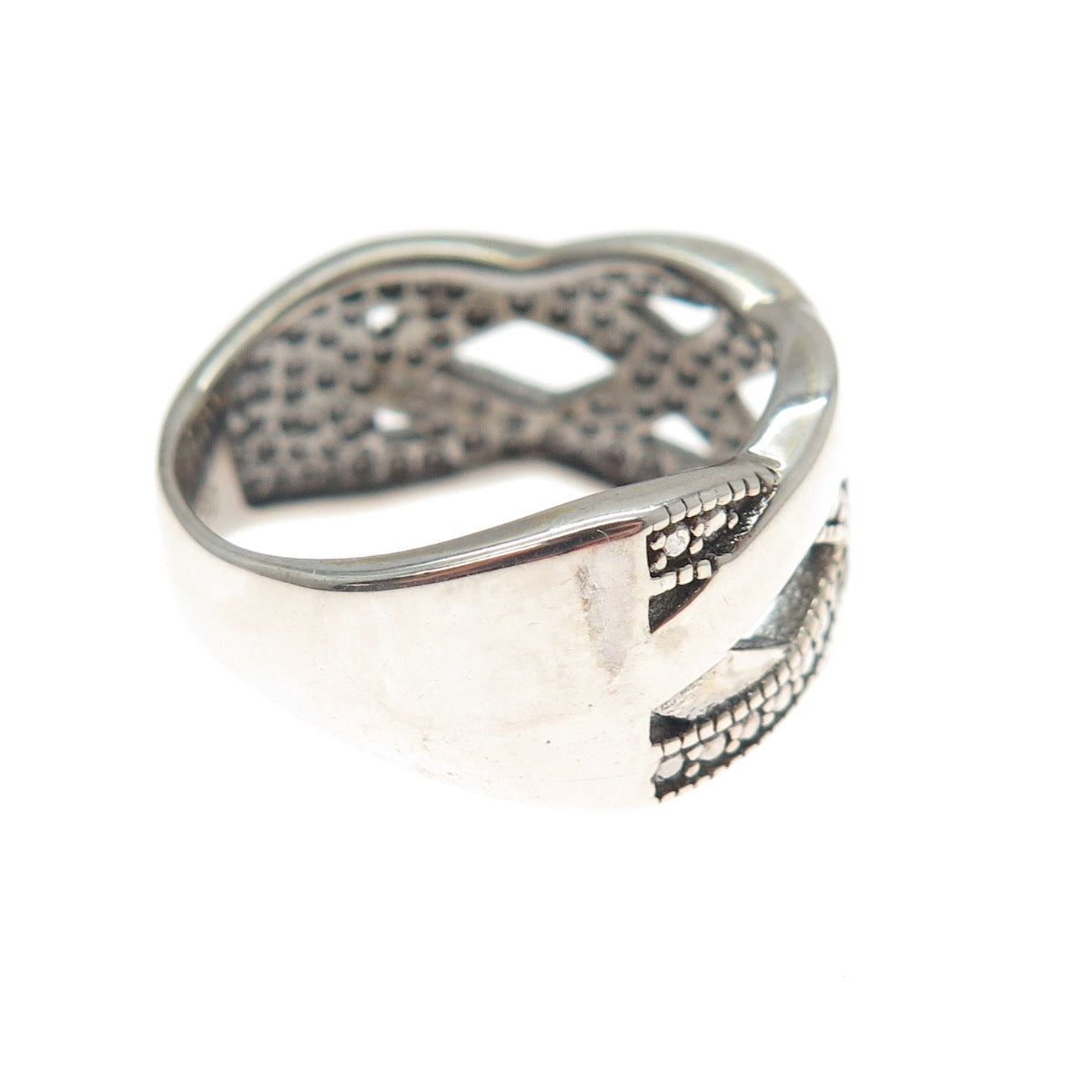 DBJ DEE BERKLE 925 Sterling Silver Real Diamond Accent Woven Ring Size 6