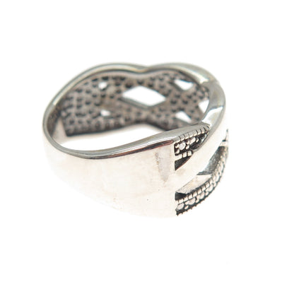 DBJ DEE BERKLE 925 Sterling Silver Real Diamond Accent Woven Ring Size 6
