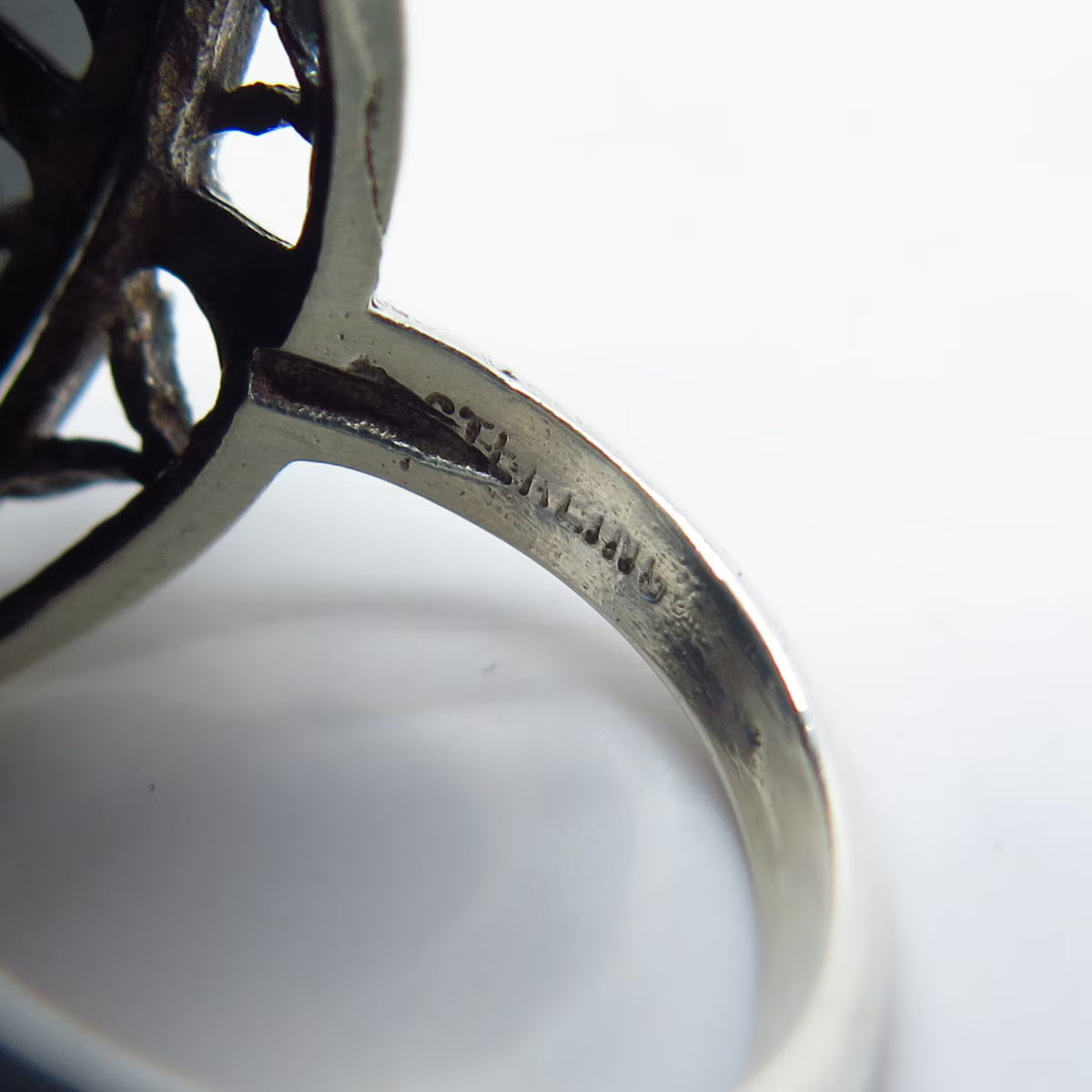 925 Sterling Silver Vintage Real Black Onyx Gemstone Ring Size 6.25