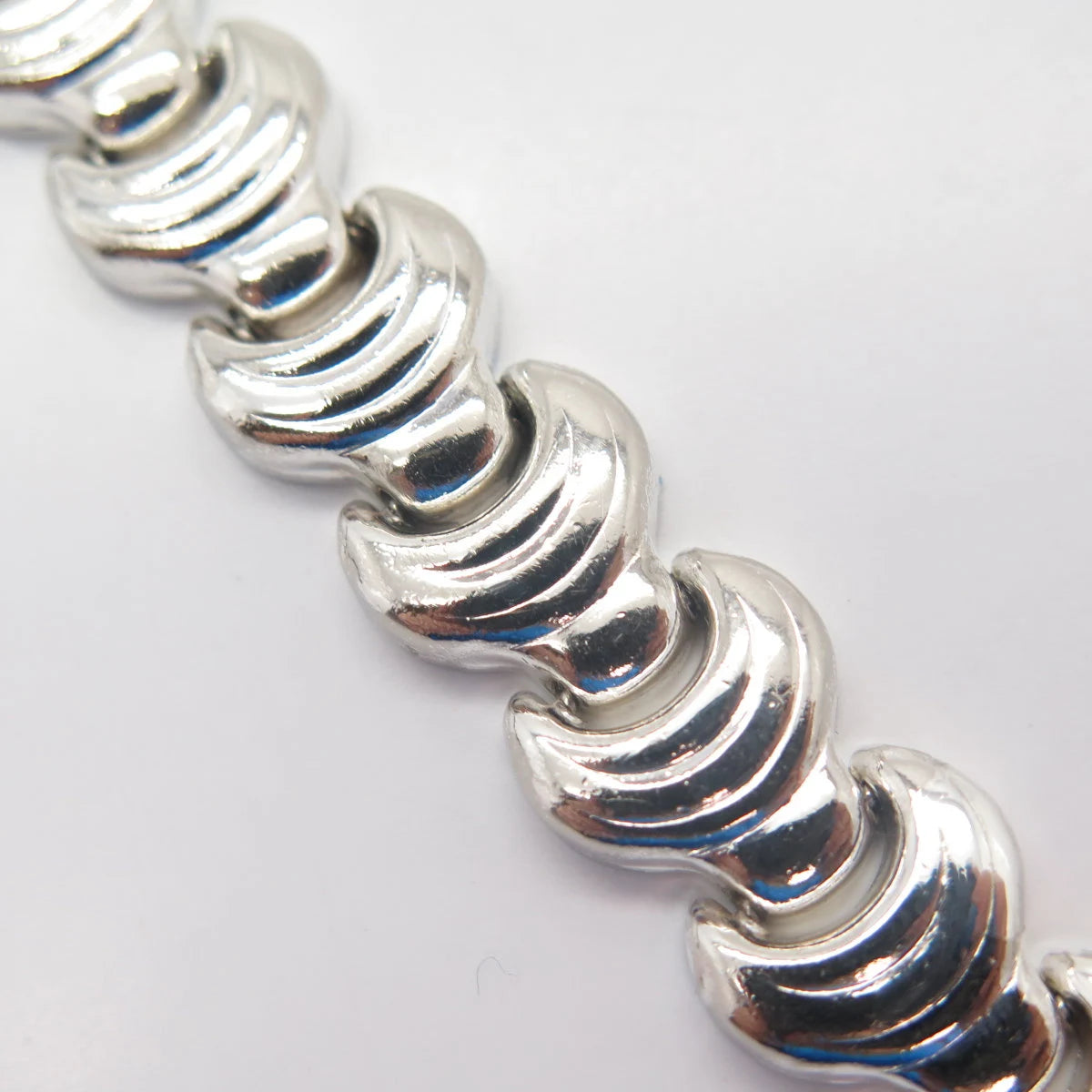 925 Sterling Silver Vintage Italy Modernist Link Bracelet 6.5"