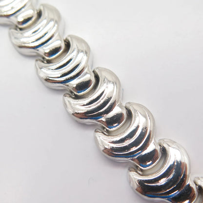 925 Sterling Silver Vintage Italy Modernist Link Bracelet 6.5"