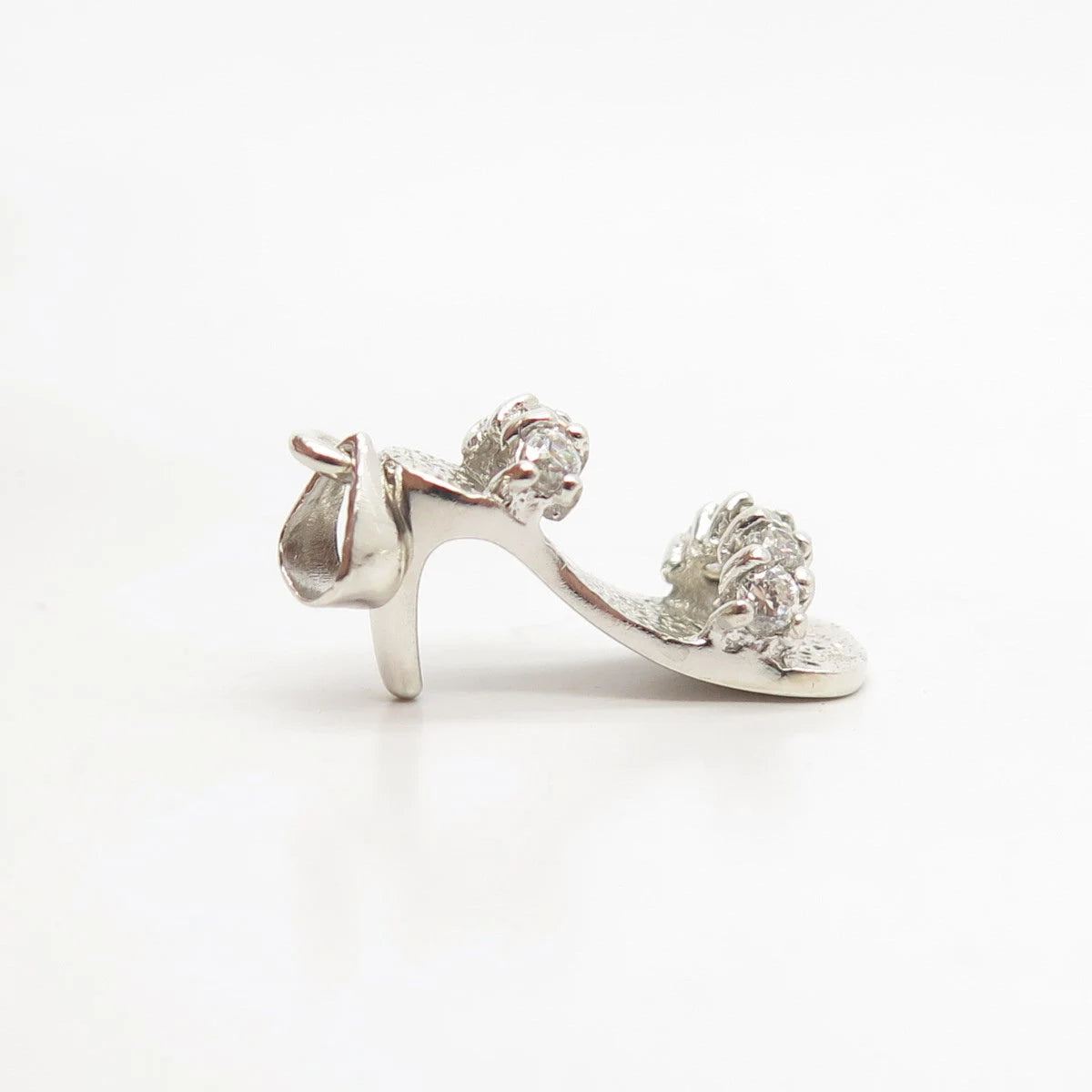 925 Sterling Silver Vintage C Z Woman's Shoe Pendant
